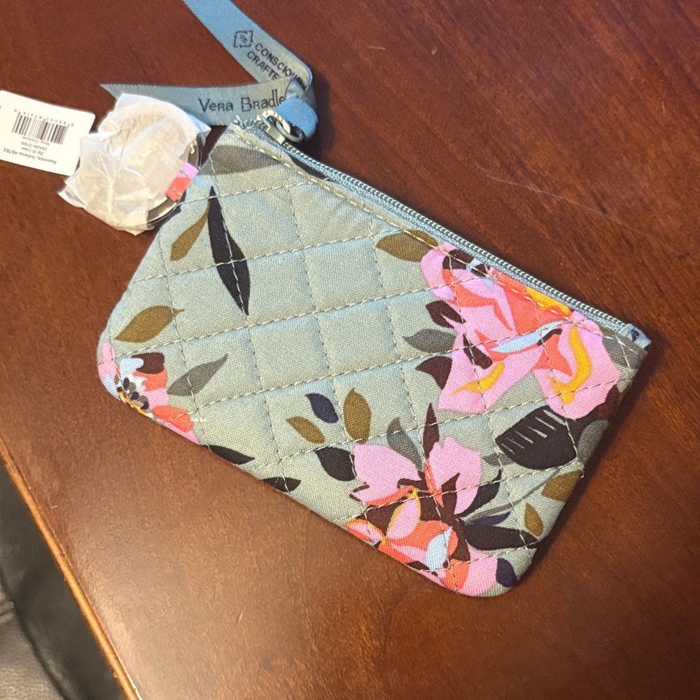 Vera Bradley Floral ID Wallet in Green and Pink